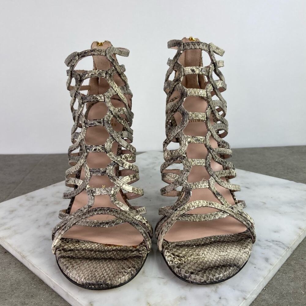 Stuart Weitzman Snakeskin Python Print Heels Cage… - image 5